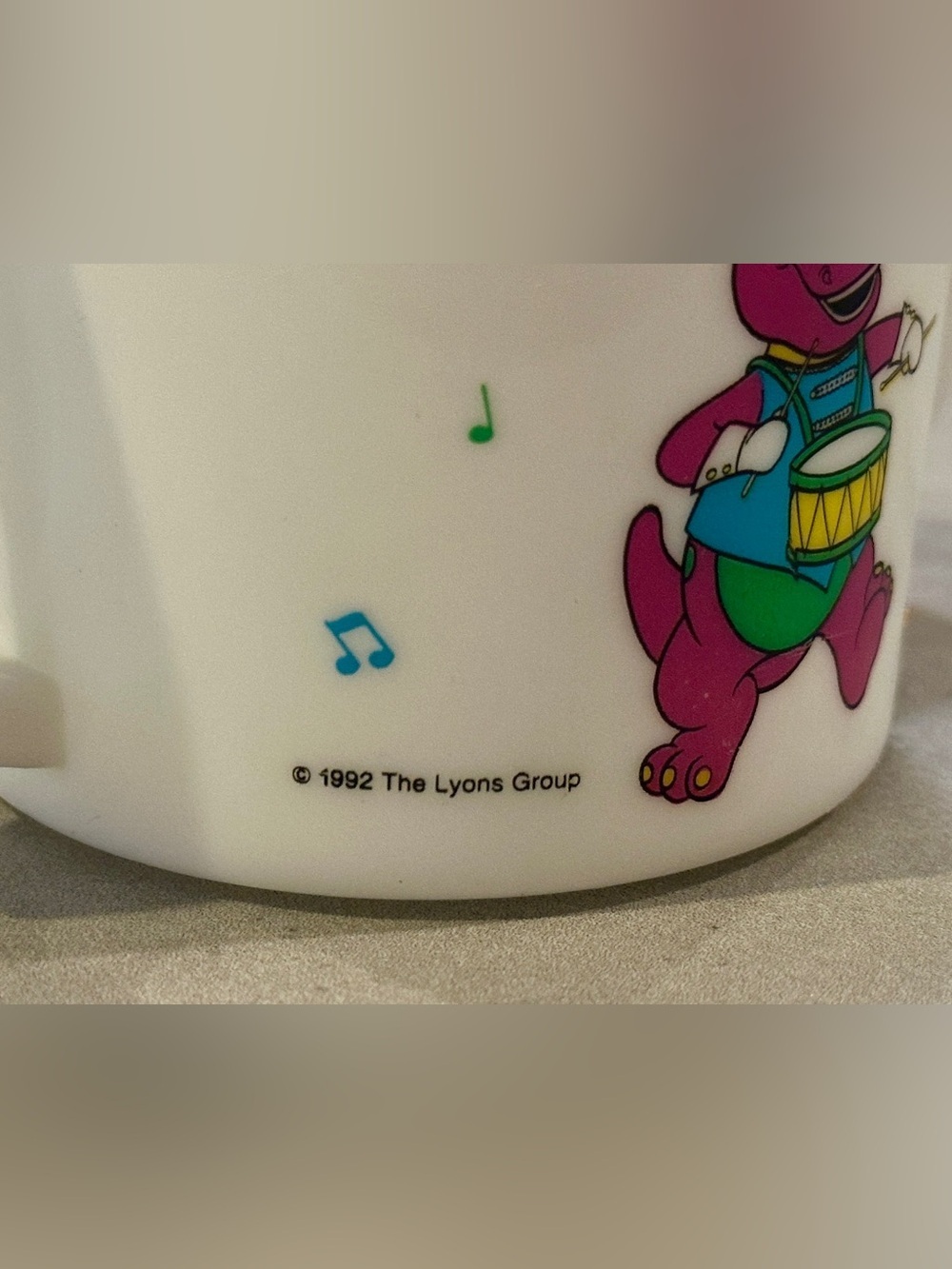 Vintage Barney the Purple Dinosaur Double Handle Cup 1992 The Lyons Club - Picture 3 of 8